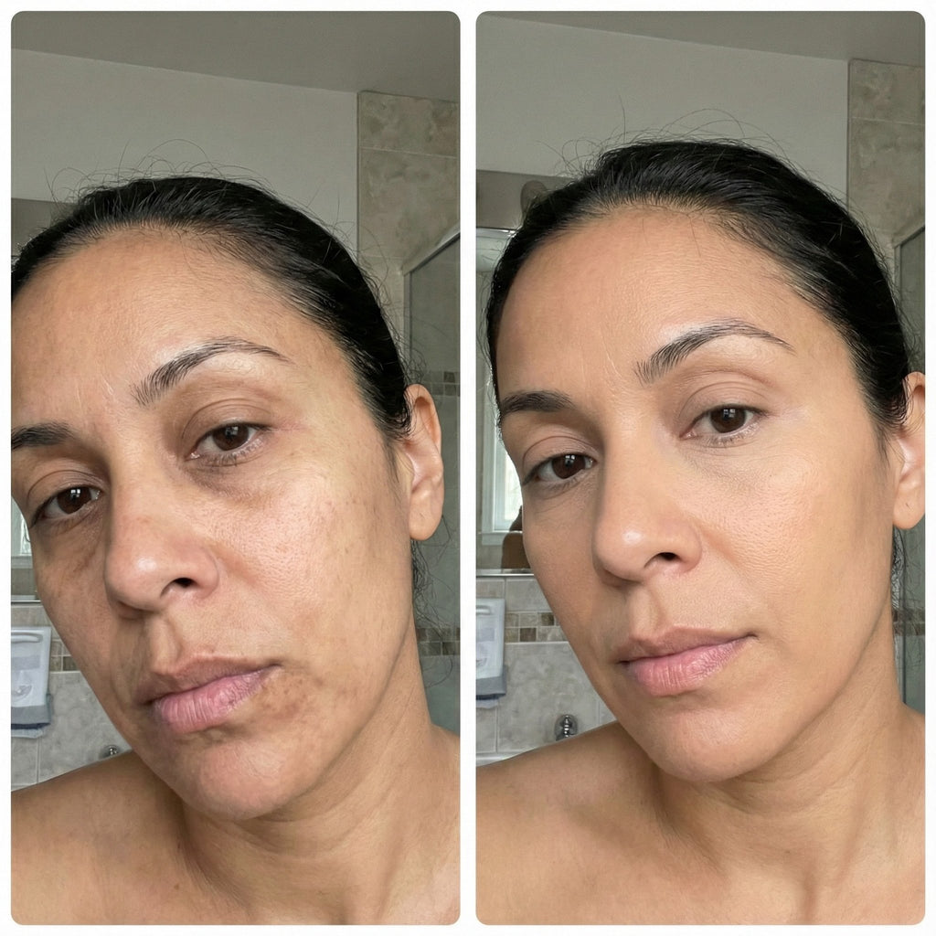 Résultat avant / après micro-infusion visage Glovinna